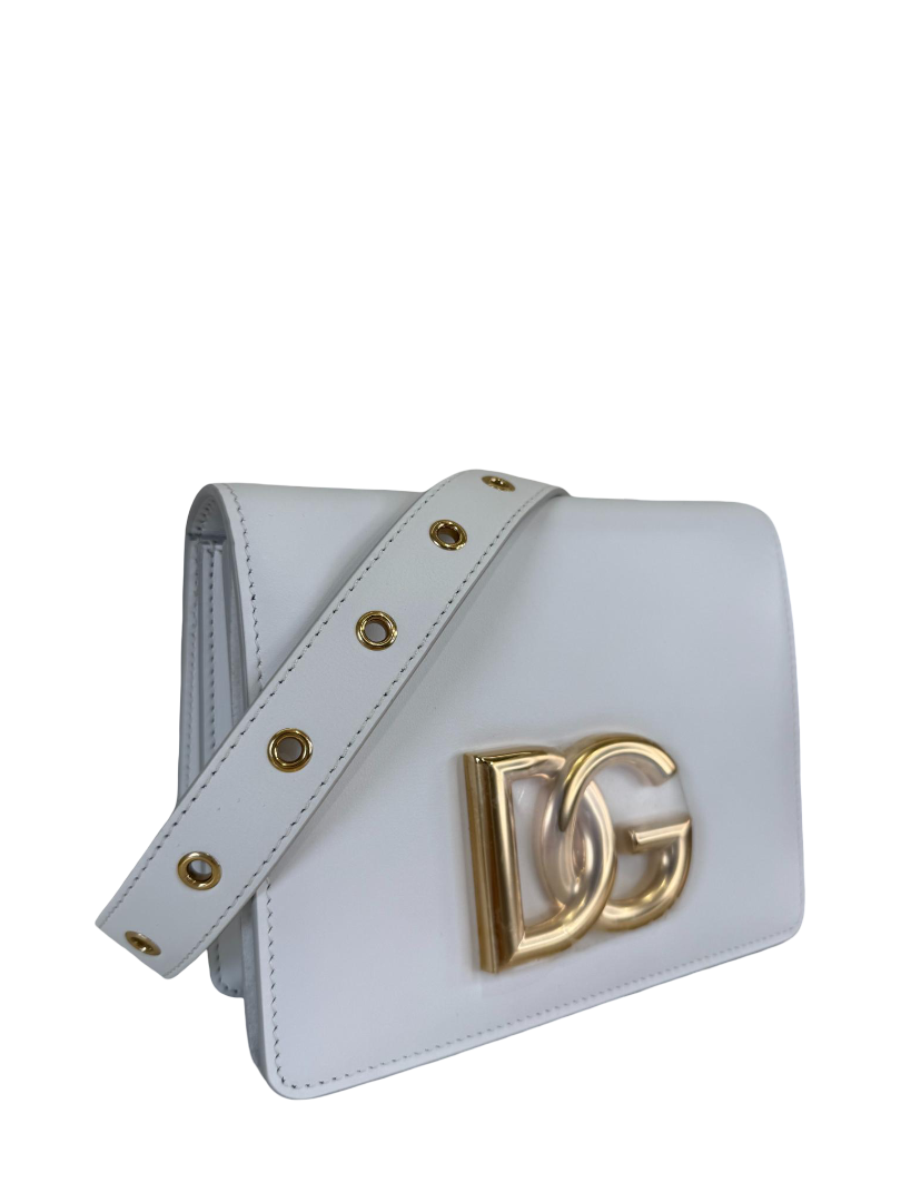Dolce Gabbana 3.5 White Leather Crossbody Bag