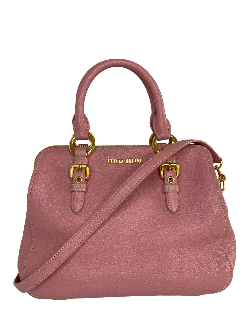 Miu Miu Madras Pink Leather Top Handle Bag