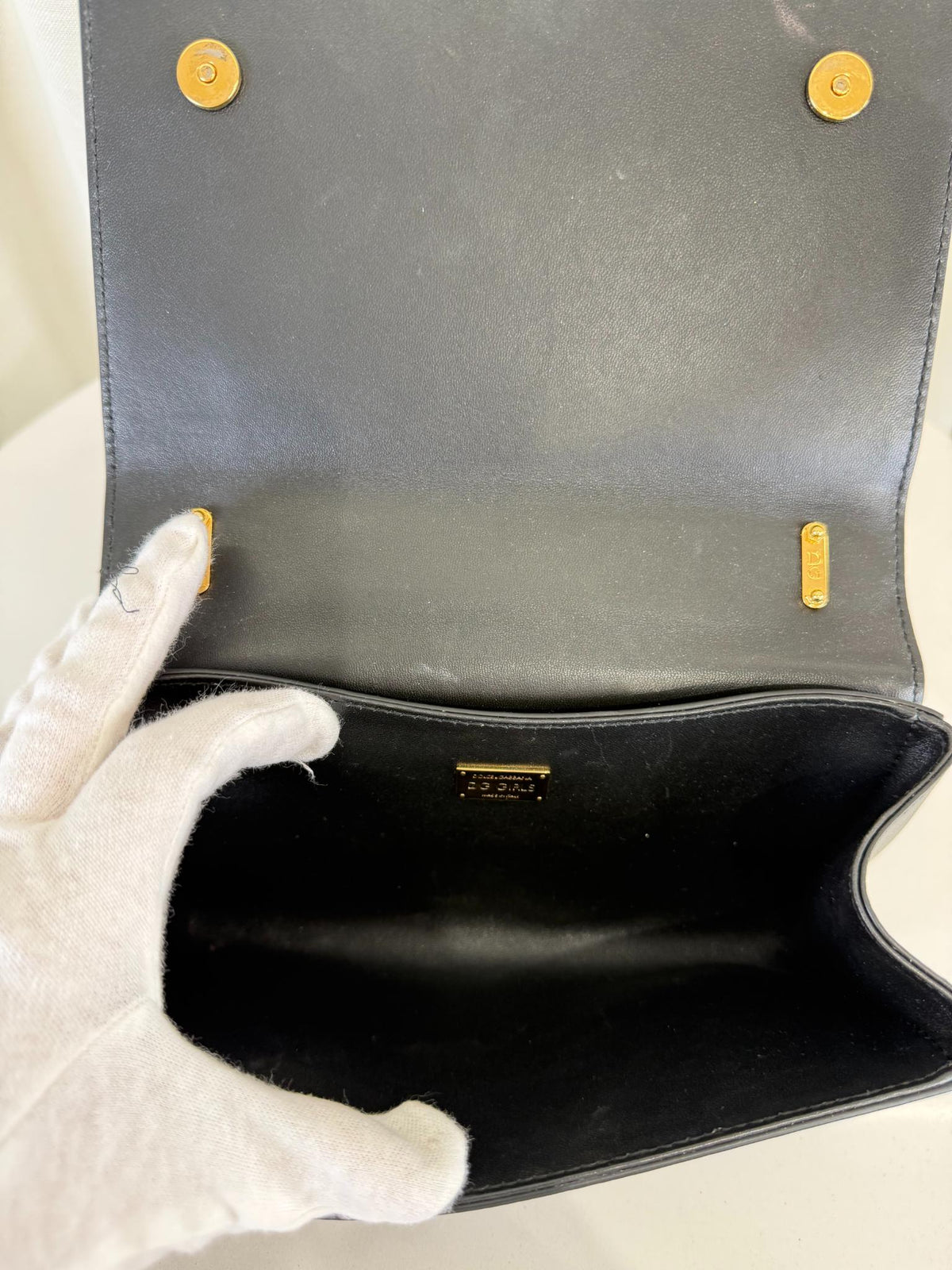 Dolce Gabbana DG Girls Black Calfskin Leather Shoulder Bag