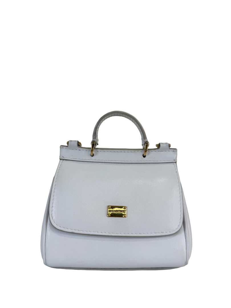 Dolce Gabbana Mini Miss Sicily White Smooth Leather