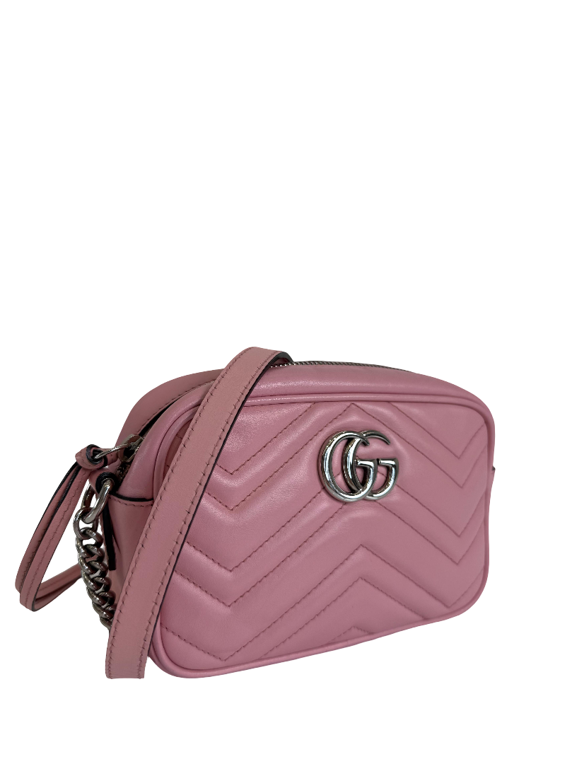 Gucci Mini GG Marmont Baby Pink Calfskin Matelassé Camera Bag