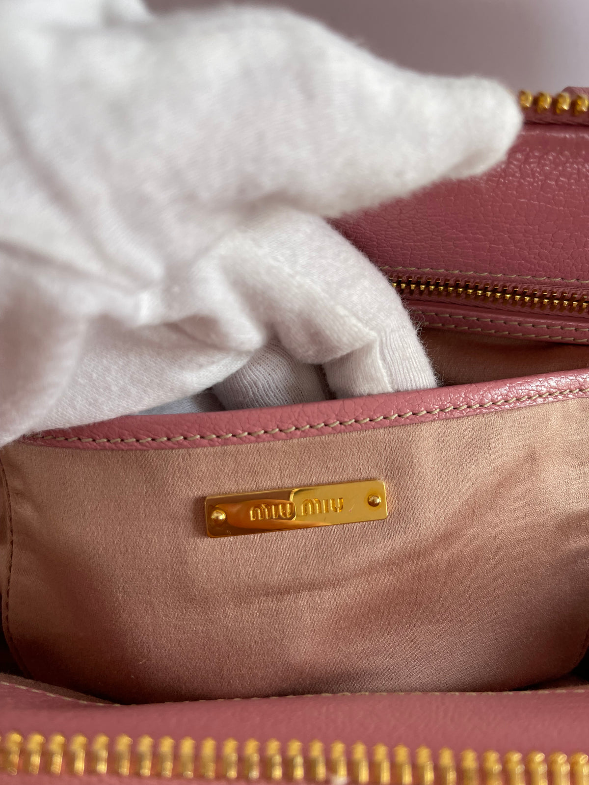 Miu Miu Madras Pink Leather Top Handle Bag