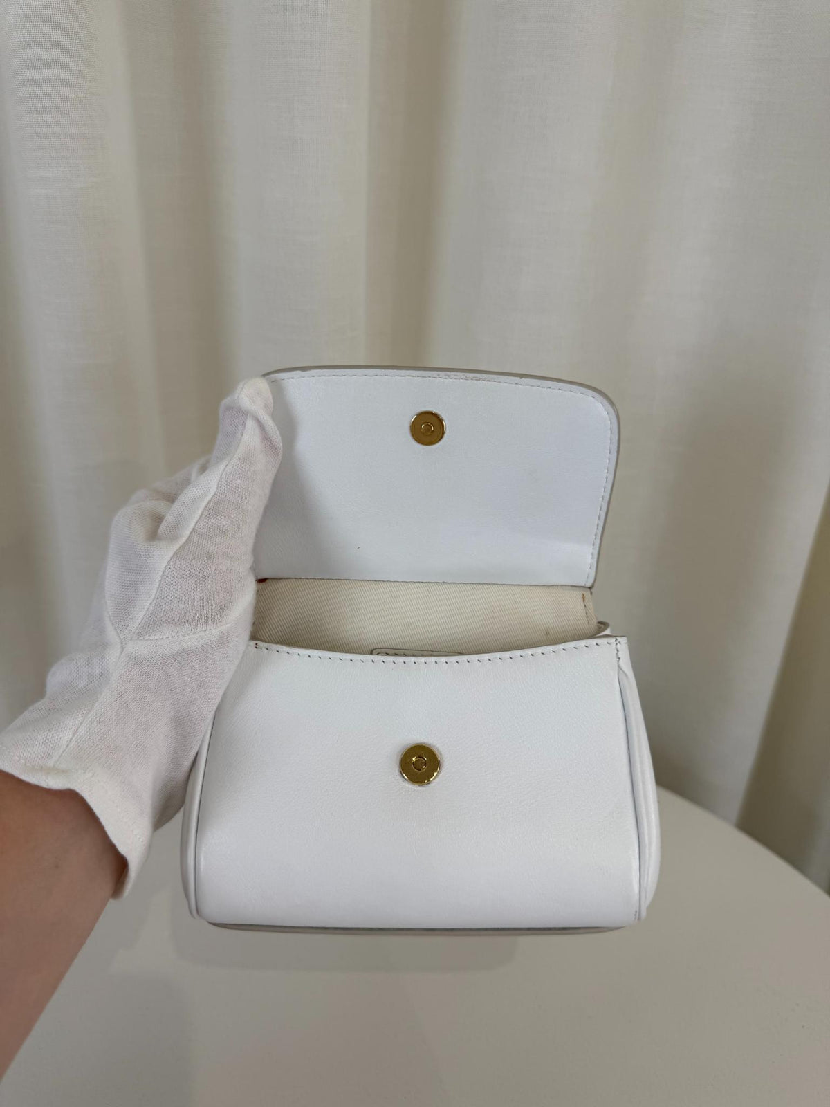 Dolce Gabbana Mini Miss Sicily White Smooth Leather