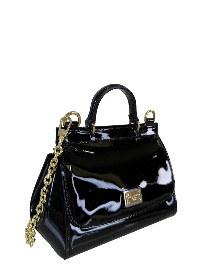Dolce Gabbana Miss Sicily Kids Black Patent Leather