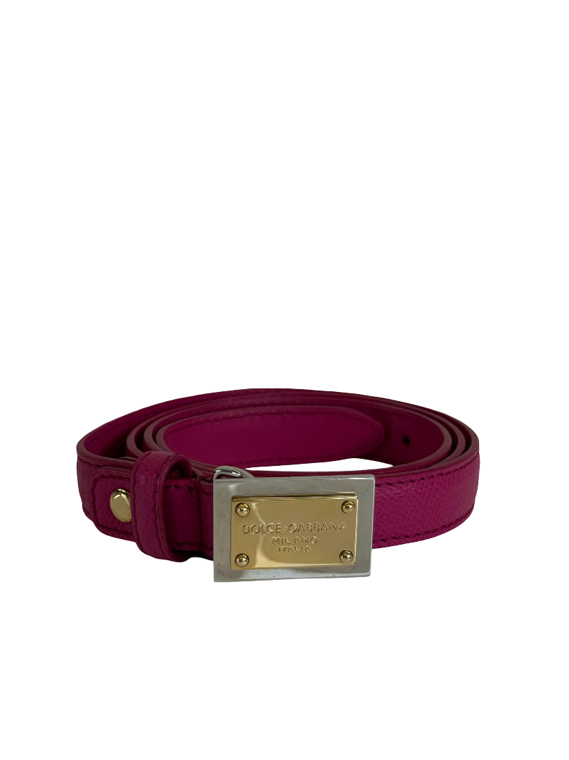 Dolce Gabbana 20mm Pink Dauphine Leather Belt