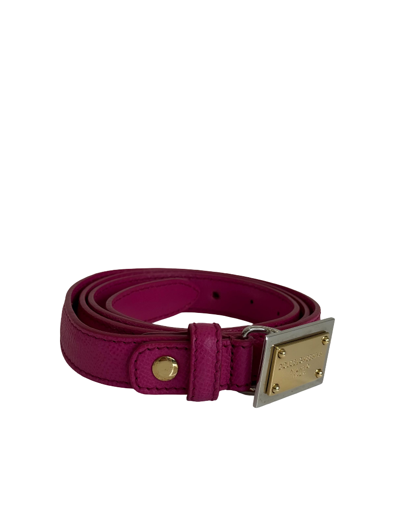 Dolce Gabbana 20mm Pink Dauphine Leather Belt