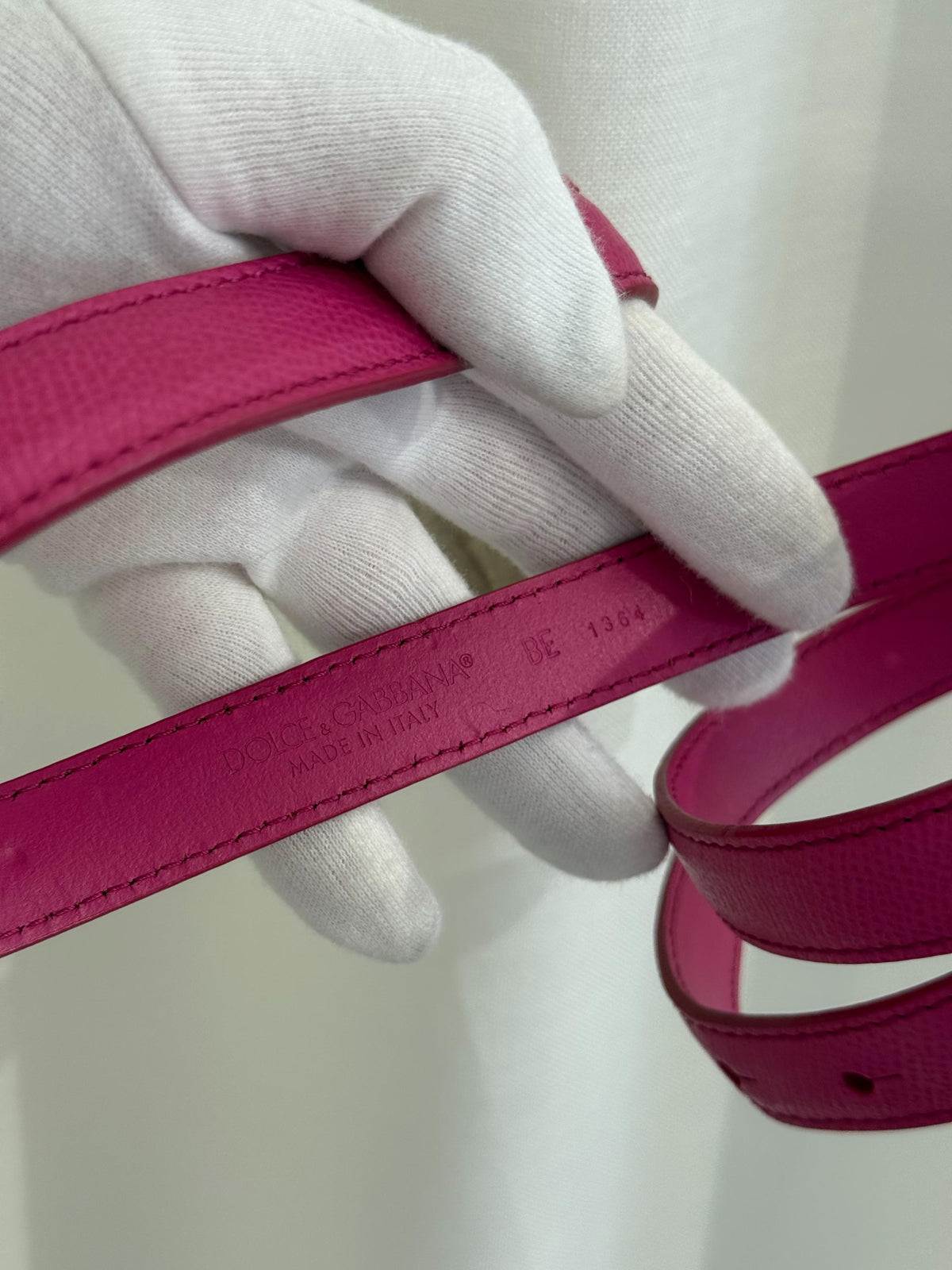 Dolce Gabbana 20mm Pink Dauphine Leather Belt