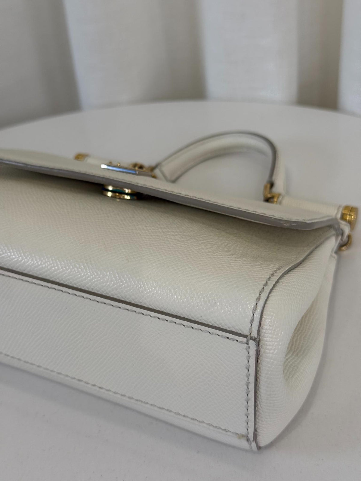 Dolce Gabbana Small Miss Sicily Ivory Dauphine Top Handle
