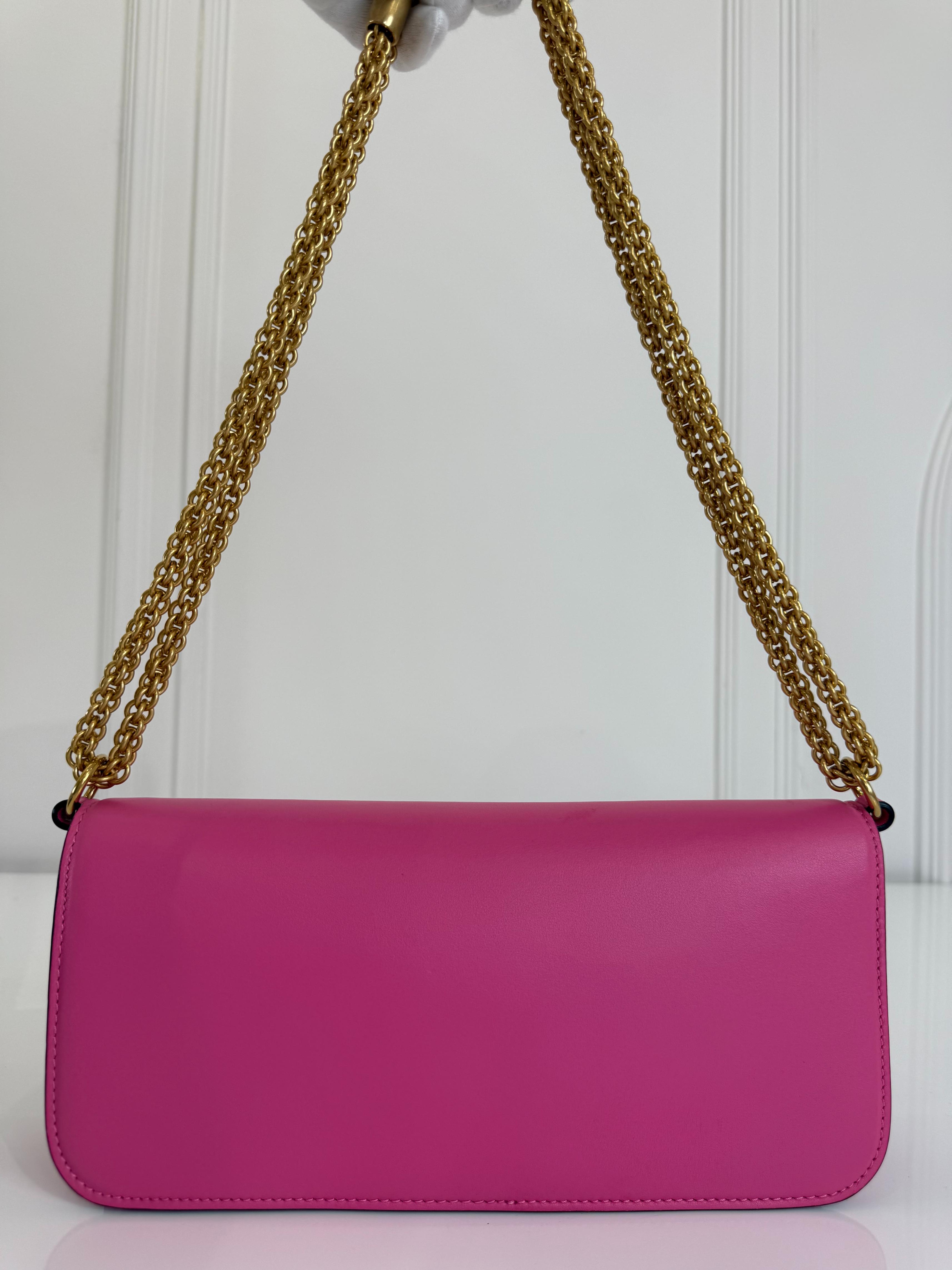 Valentino Garavani Locò Pink Calfskin Vlogo Signature Shoulder Bag