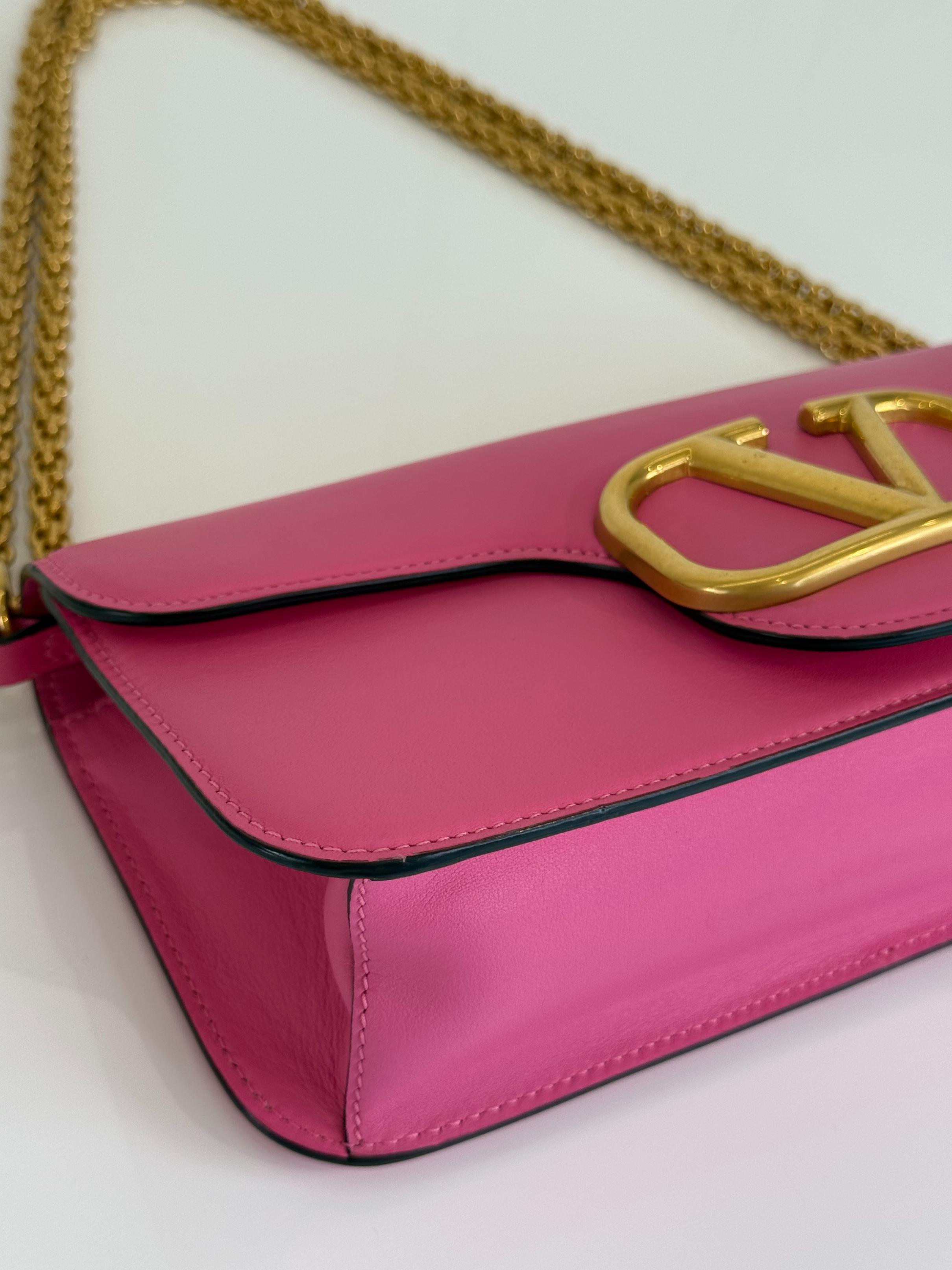 Valentino Garavani Locò Pink Calfskin Vlogo Signature Shoulder Bag