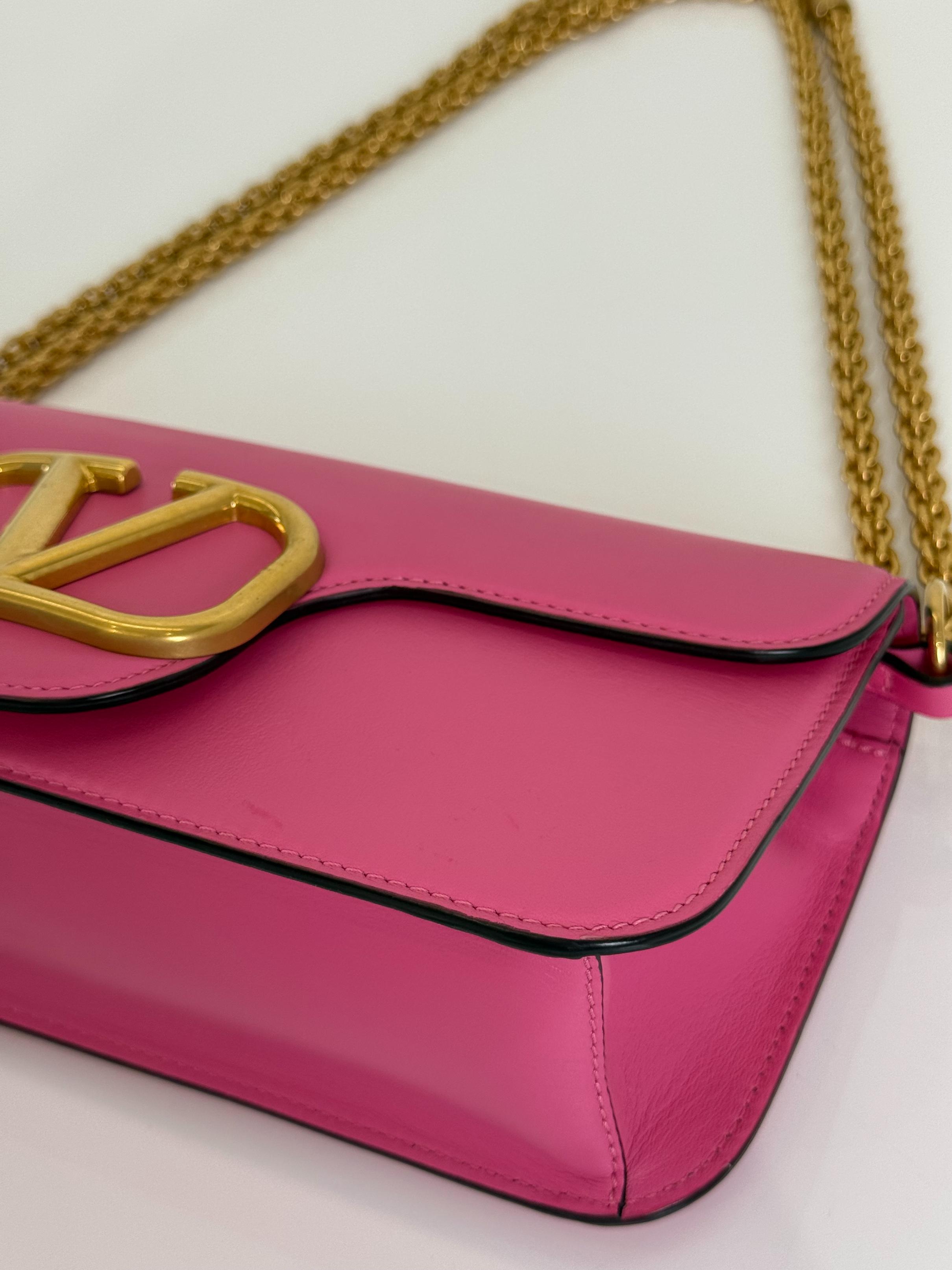 Valentino Garavani Locò Pink Calfskin Vlogo Signature Shoulder Bag