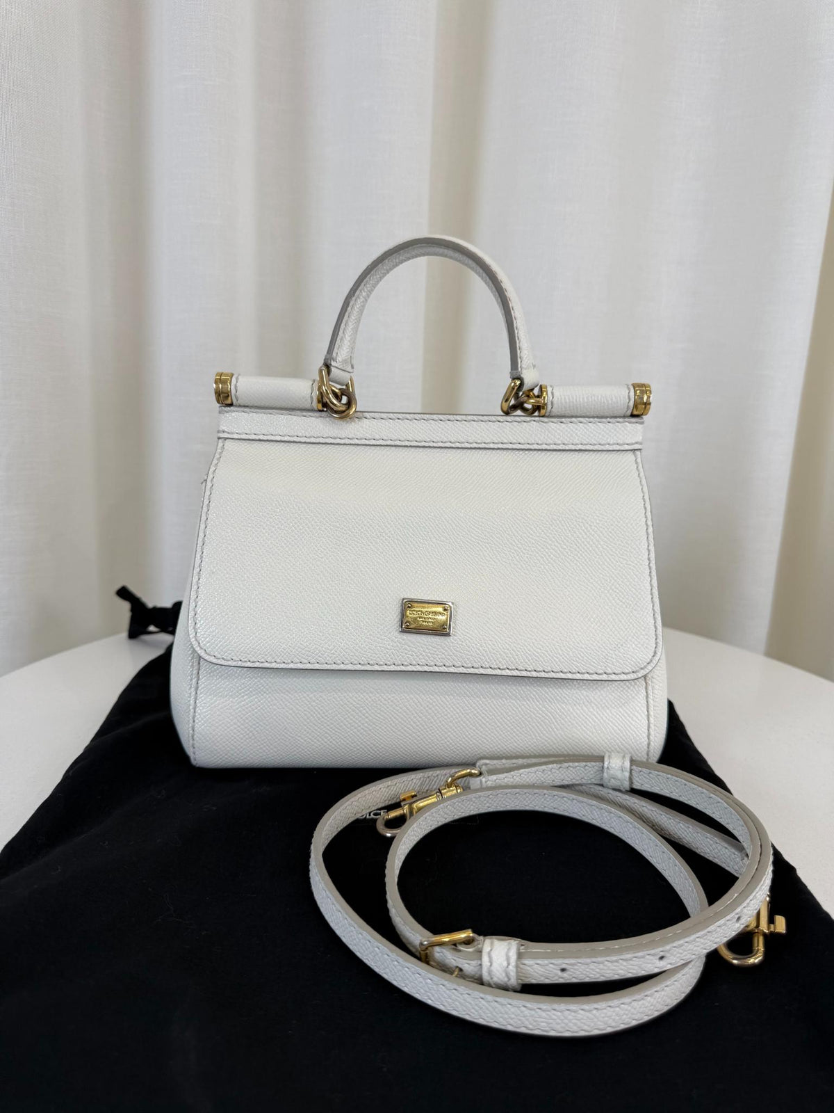 Dolce Gabbana Small Miss Sicily Ivory Dauphine Top Handle