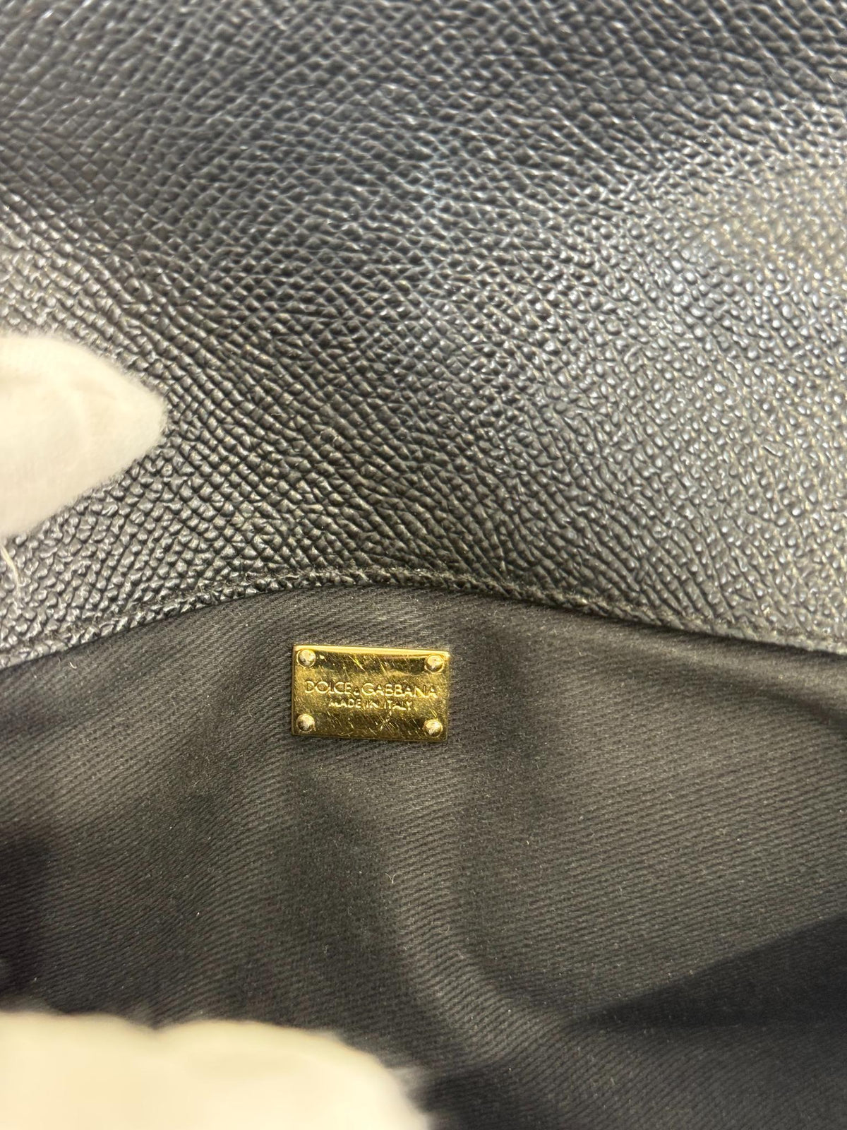 Dolce Gabbana Black Dauphine Leather Old Mini Miss Sicily Top Handle Bag