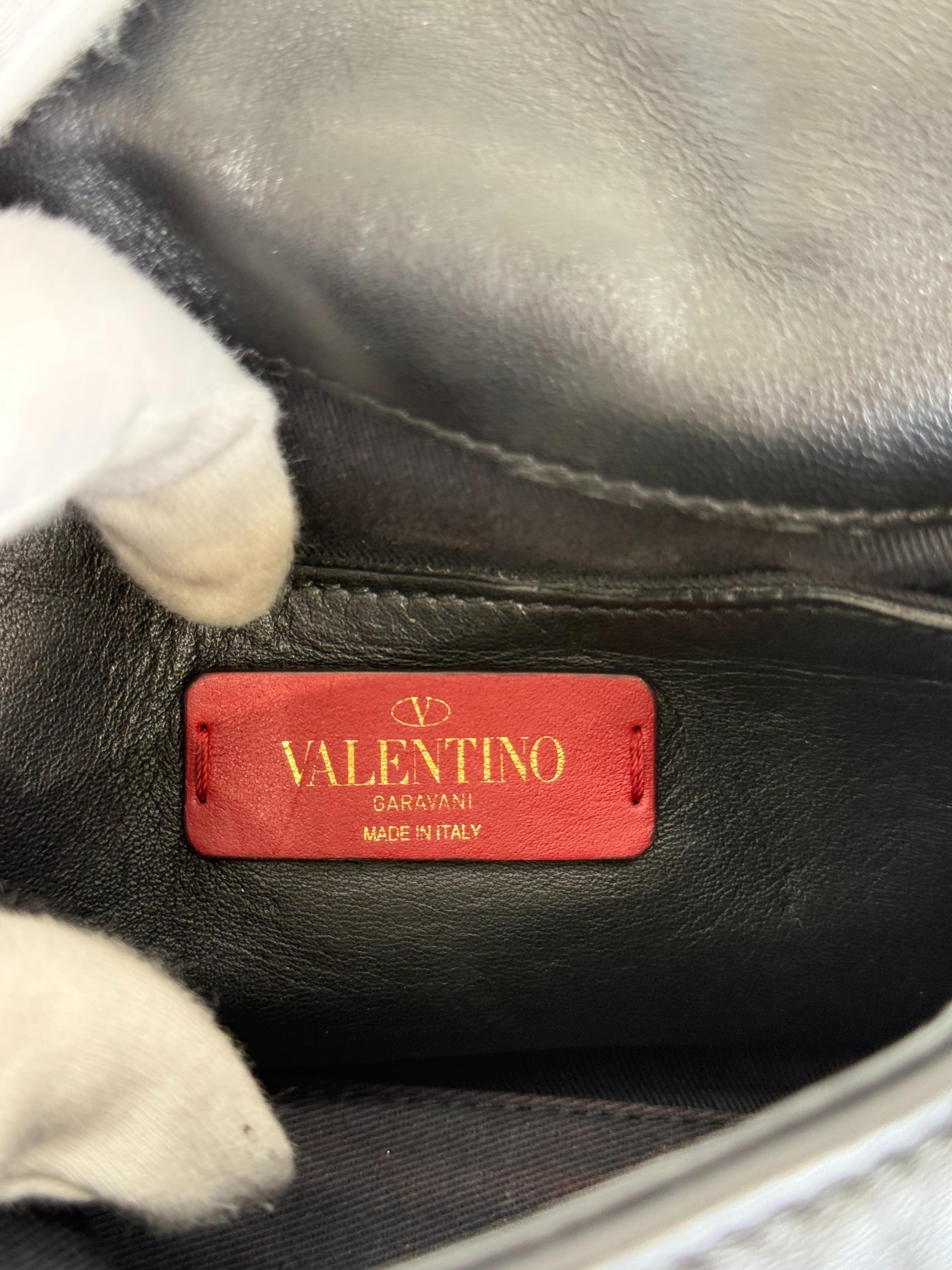 Valentino Black Quilted Lambskin Leather Candystud Mini Flap Bag