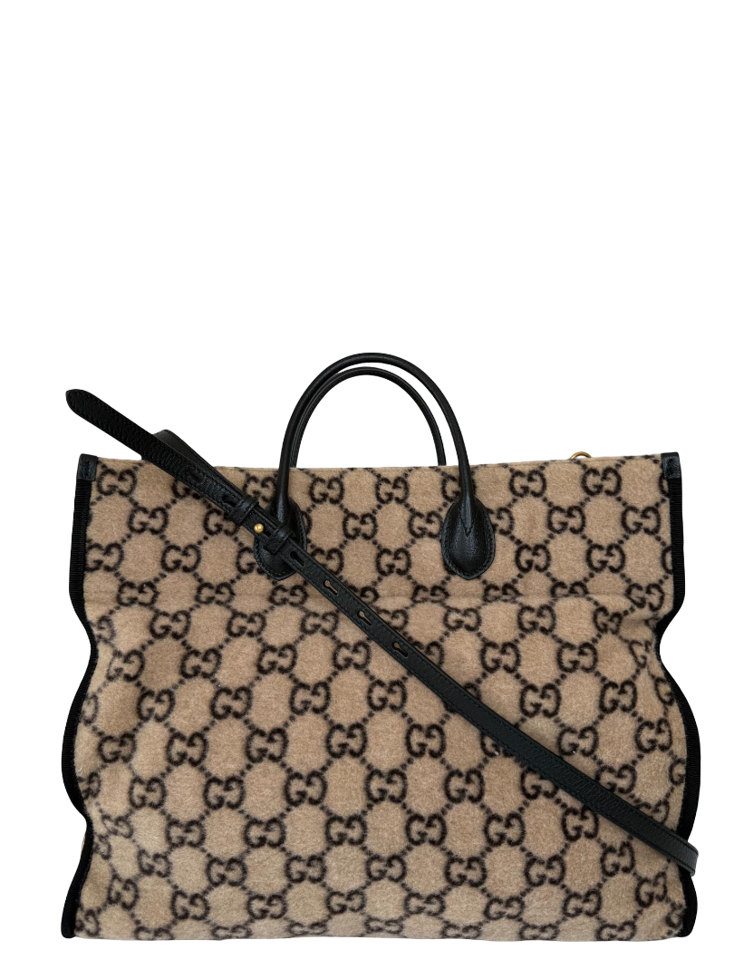 Gucci GG Wool Beige/Ebony Large Tote Bag