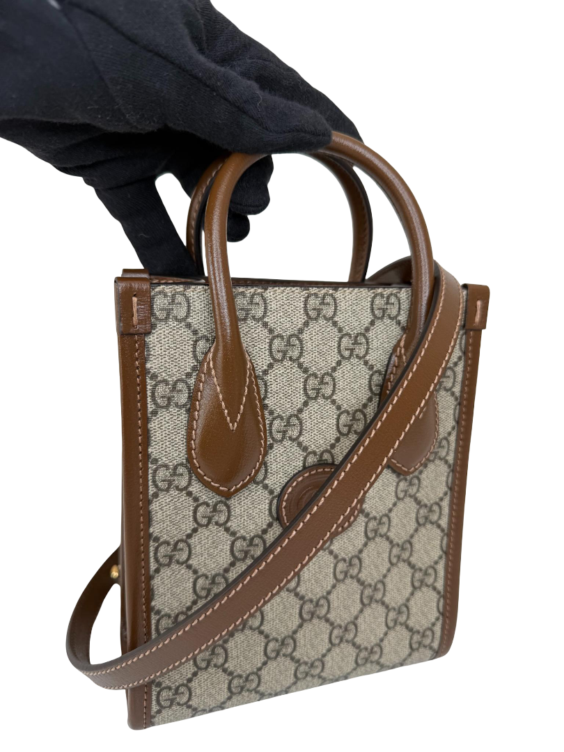 Gucci GG Supreme Monogram Mini Retro Interlocking G Tote Bag