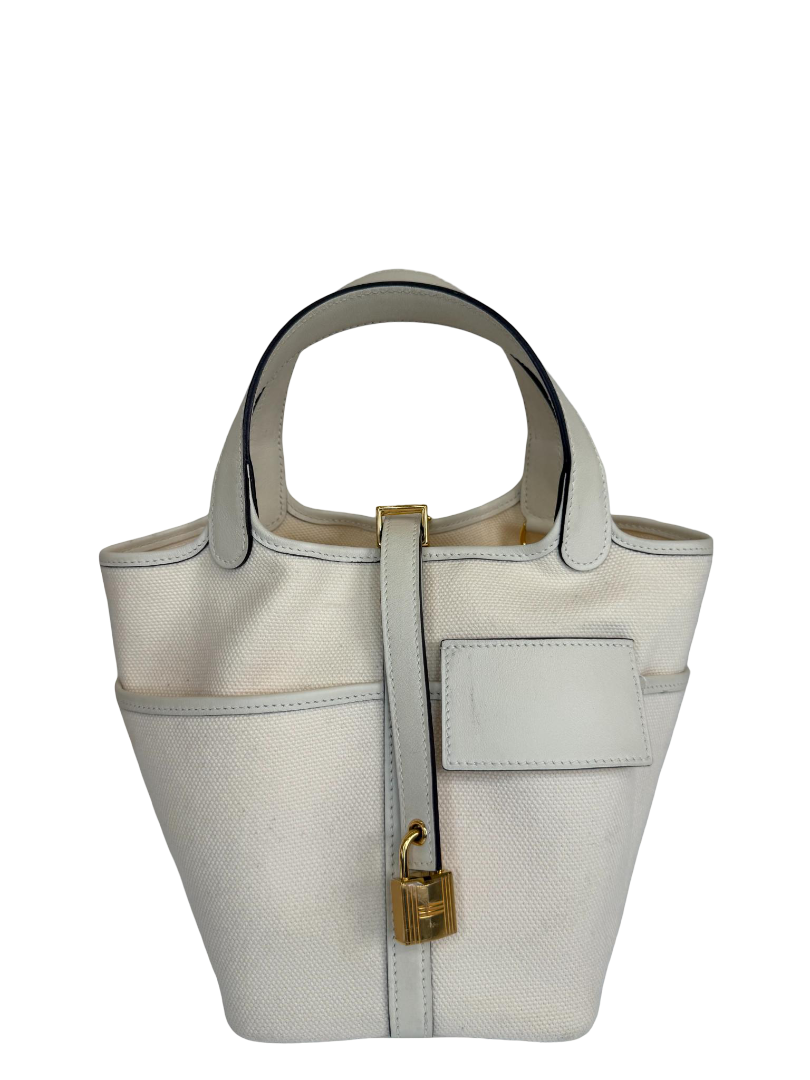 Hermès Rare Limited Cargo Picotin Lock 18 Nata Swift Toile Geoland