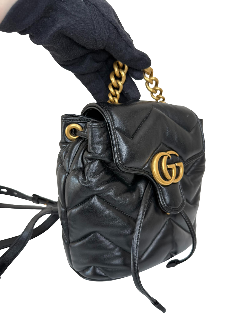 Gucci GG Marmont Black Matelasse Backpack