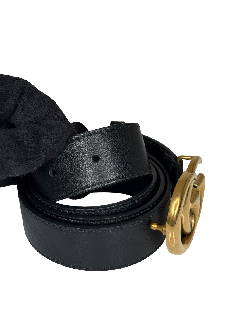 Gucci GG Marmont Black Leather Belt