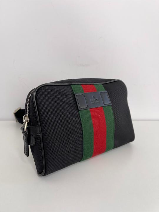 Gucci Web Monogram Canvas Slim Belt Bag