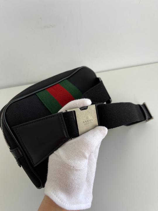 Gucci Web Monogram Canvas Slim Belt Bag
