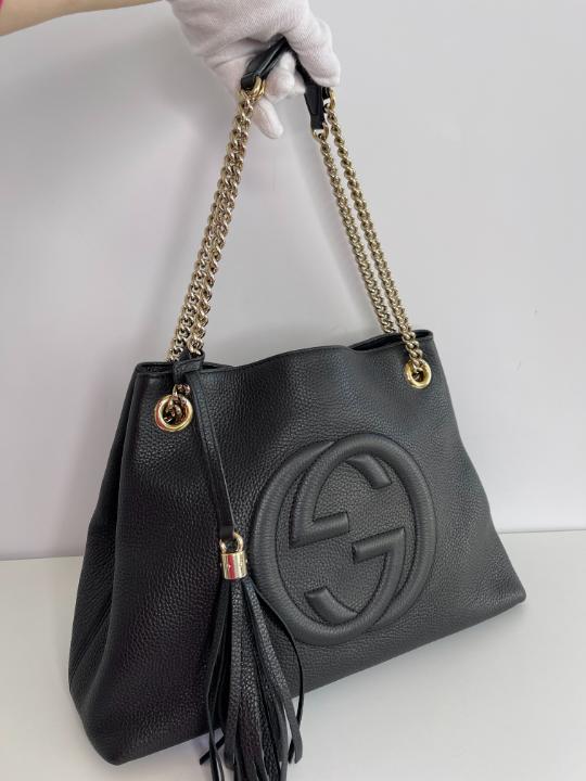 Gucci Pebbled Calfskin Medium Soho Chain Shoulder Bag