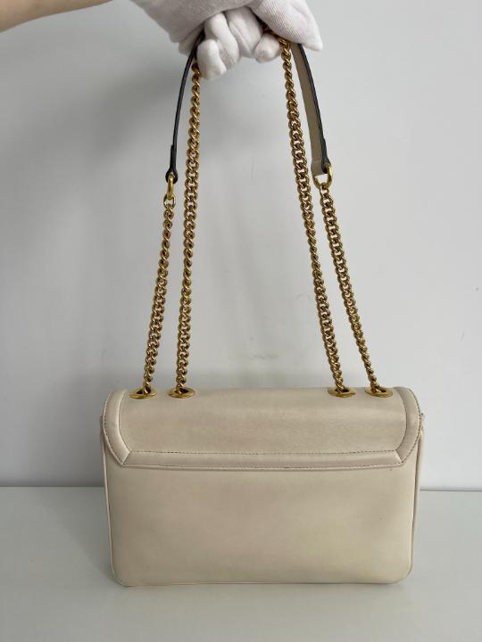 Gucci Off White Leather Medium Rajah Shoulder Bag