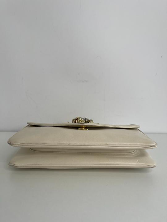 Gucci Off White Leather Medium Rajah Shoulder Bag