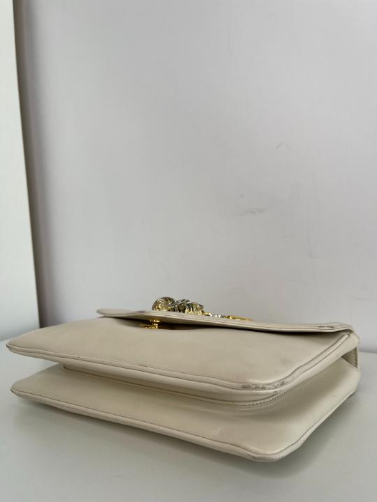 Gucci Off White Leather Medium Rajah Shoulder Bag
