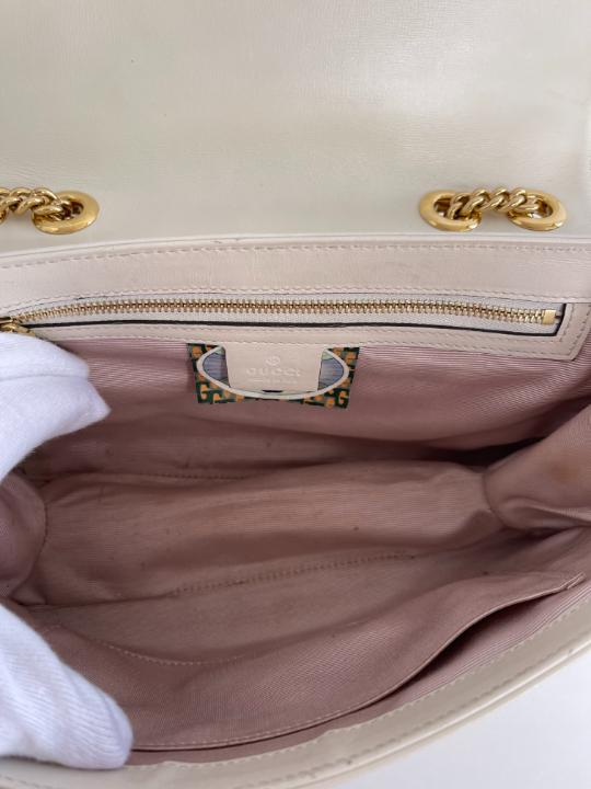 Gucci Off White Leather Medium Rajah Shoulder Bag