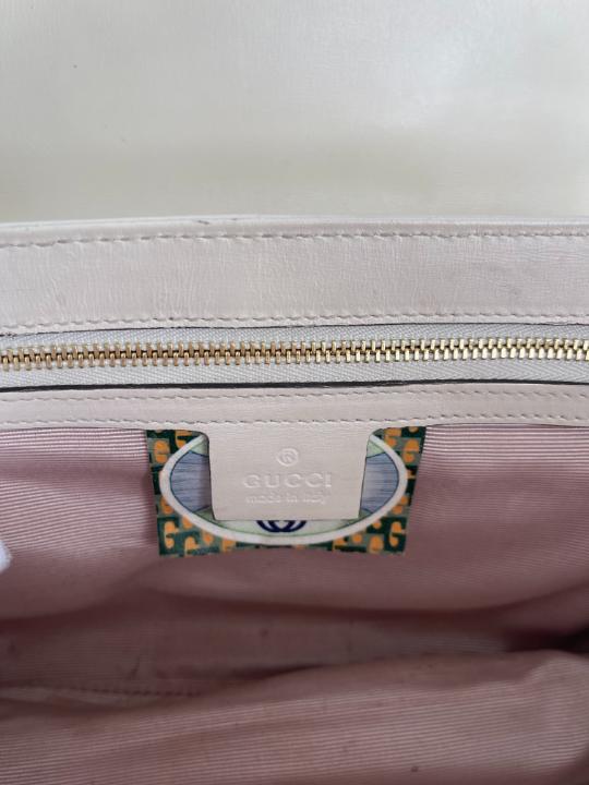 Gucci Off White Leather Medium Rajah Shoulder Bag