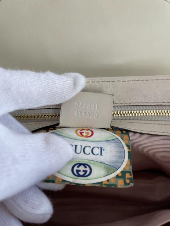 Gucci Off White Leather Medium Rajah Shoulder Bag