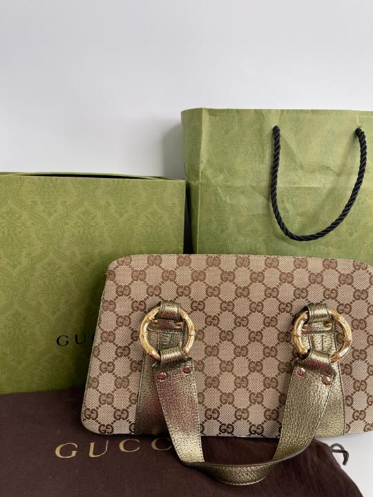 Gucci by Tom Ford GG Gold Bamboo Ring Handbag