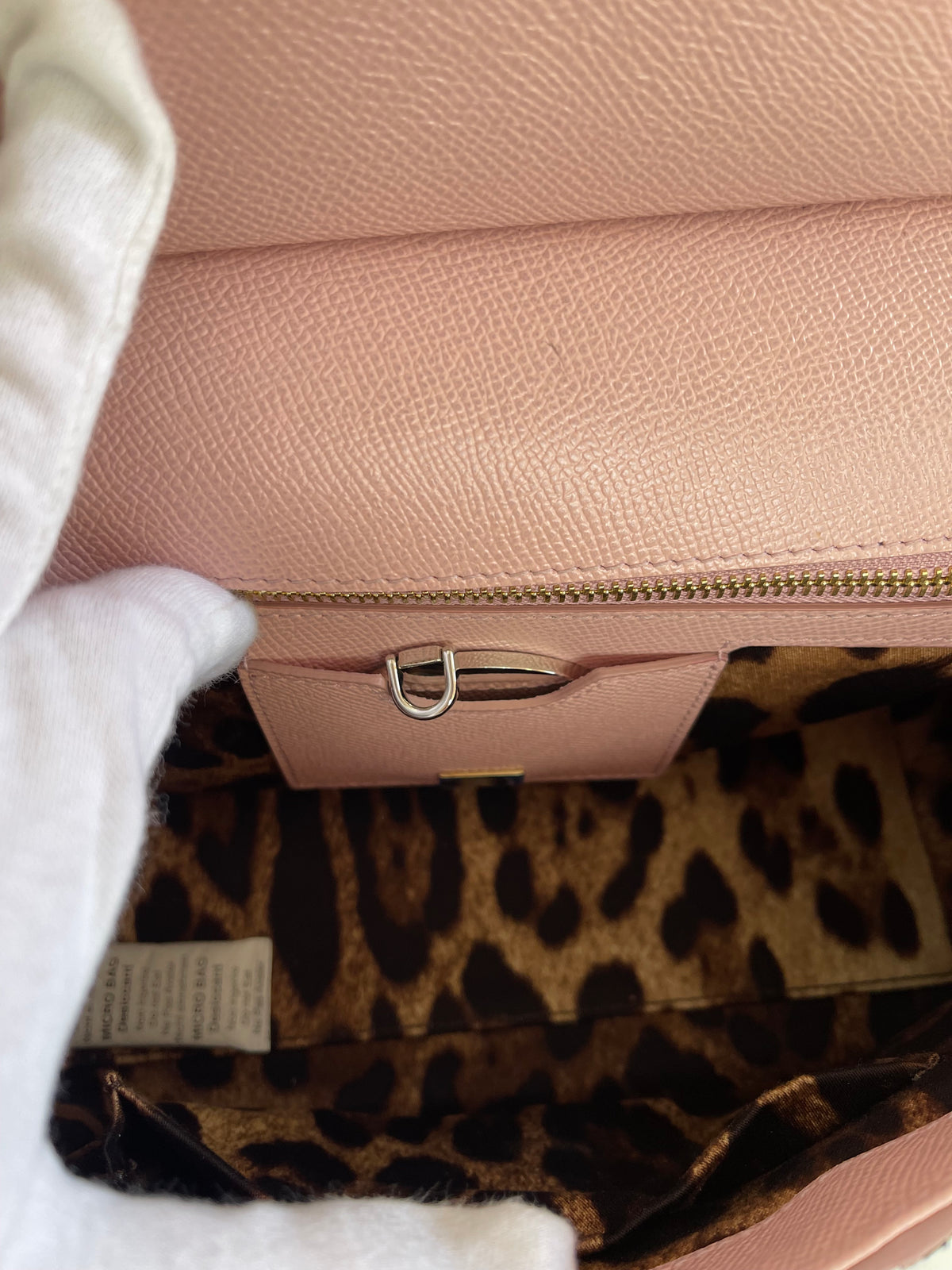 Dolce & Gabbana Medium Miss Sicily Pink Dauphine Leather Family Patch