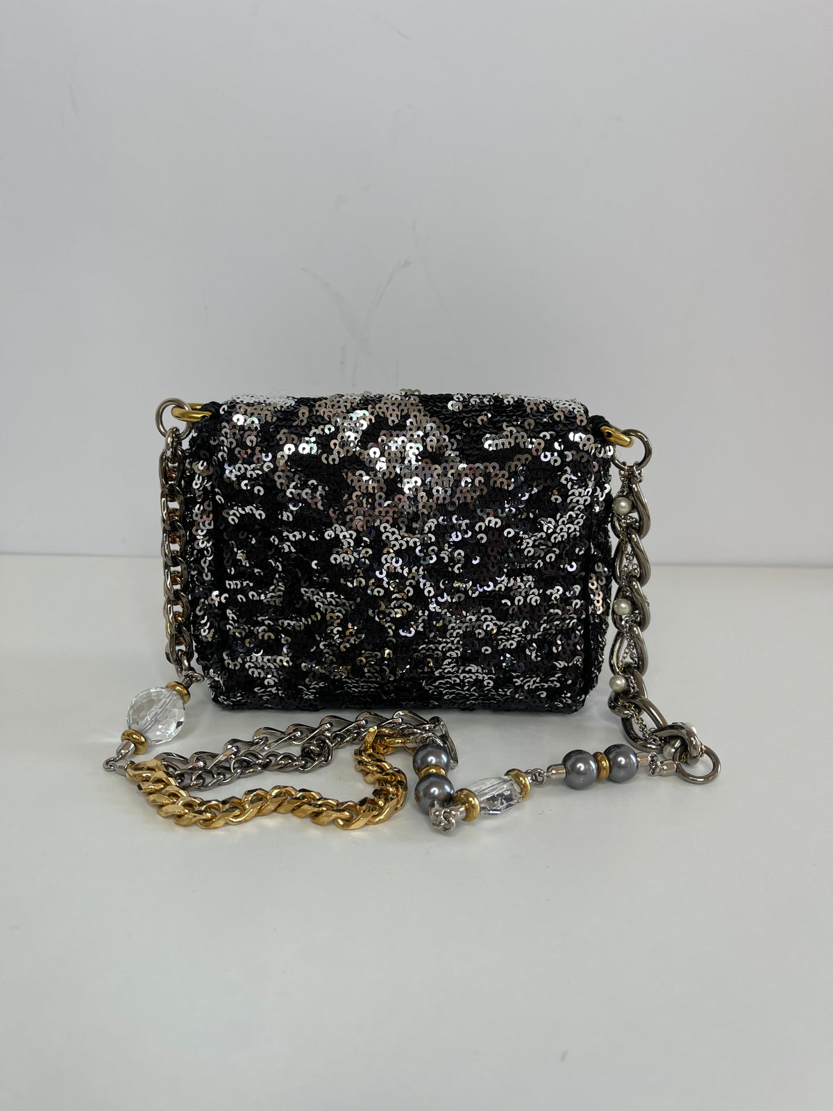 Dolce Gabbana Miss Charles Mini Flap Sequins Shoulder Bag