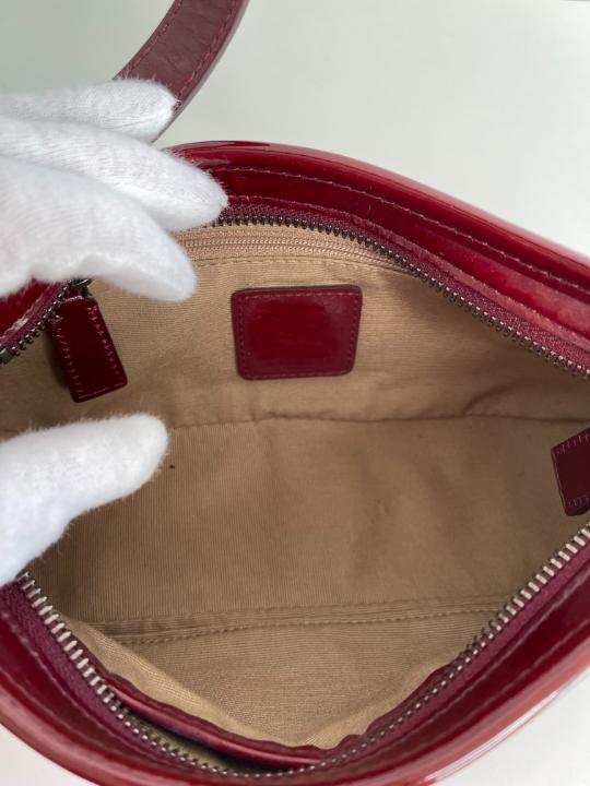 Burberry Nova Check Burgundy Patent Leather Pochette