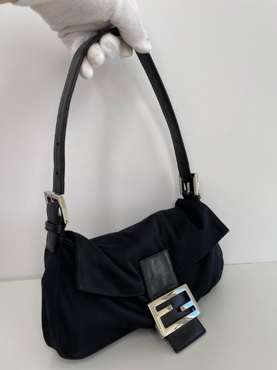 Fendi Baguette Bag in Black Microfiber