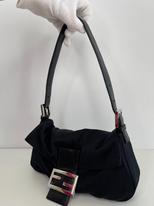 Fendi Baguette Bag in Black Microfiber