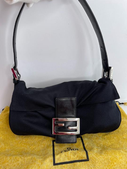 Fendi Baguette Bag in Black Microfiber