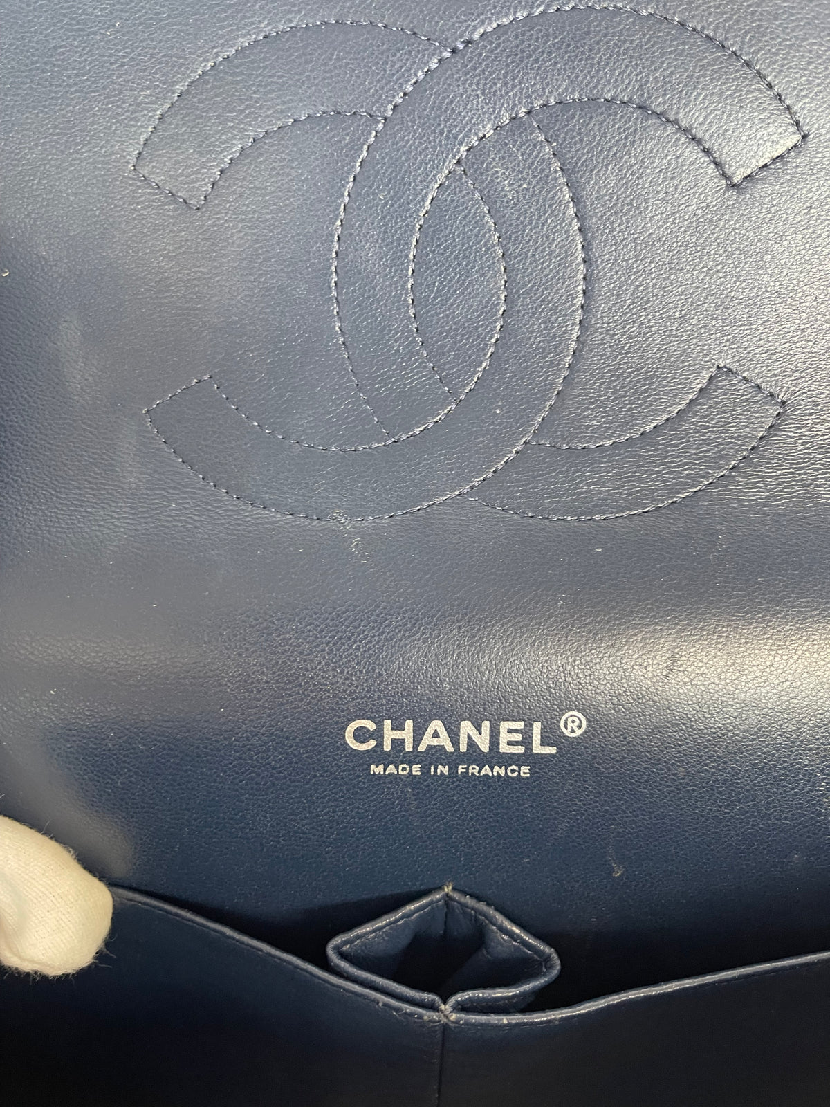 Chanel Navy Blue Quilted Caviar Leather Maxi Classic Double Flap Bag