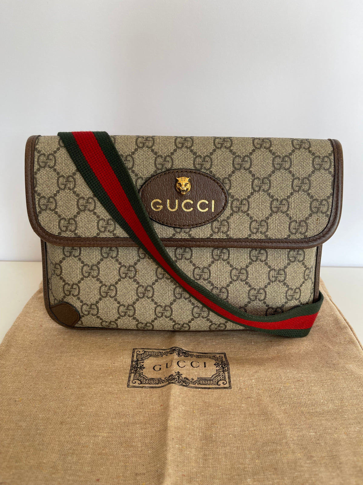 Gucci GG Supreme Web Sherry Line Neo Vintage Waist Bag