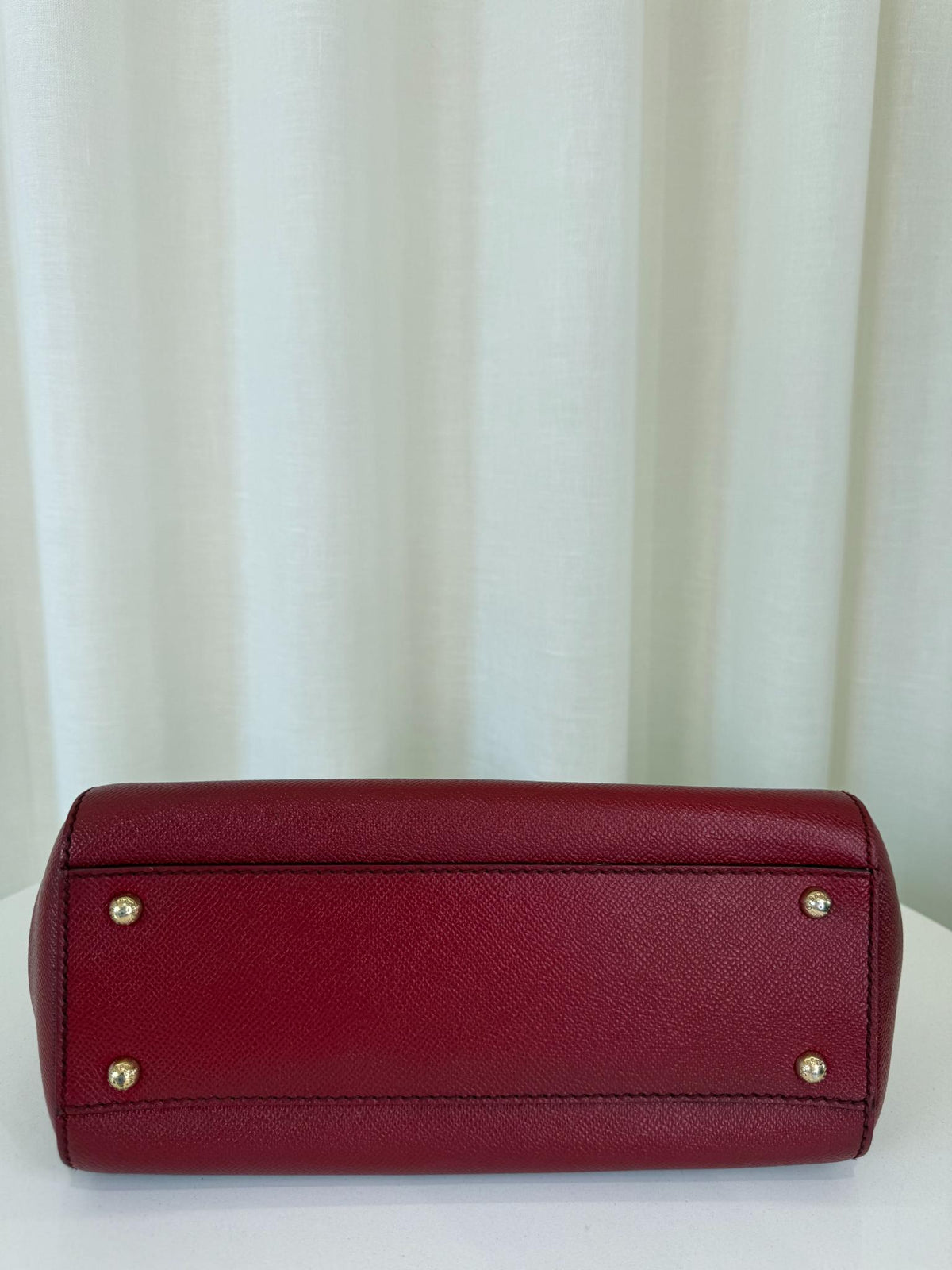 Dolce Gabbana Medium Miss Sicily Burgundy Dauphine Calfskin Handbag