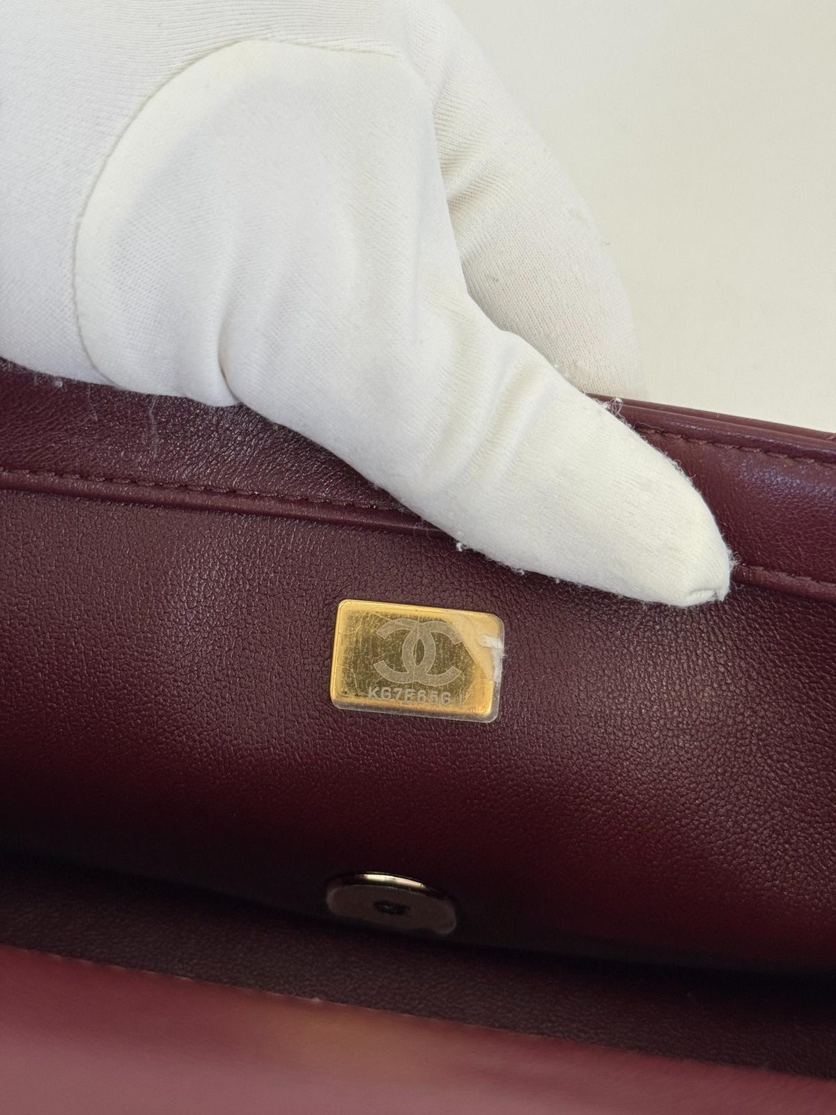 Chanel Burgundy Lambskin Quilted Mini Rectangular Pearl Crush Flap Bag