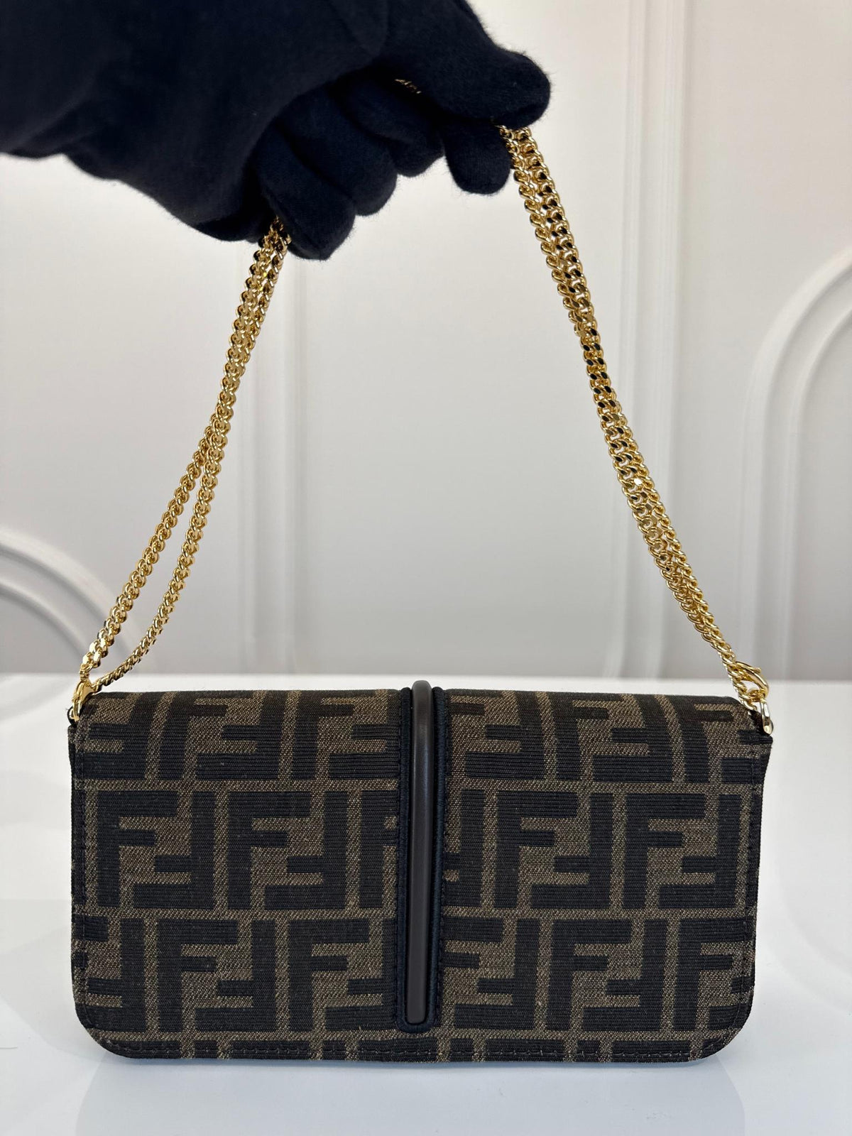 Fendi Fendigraphy Brown FF Fabric Wallet On Chain