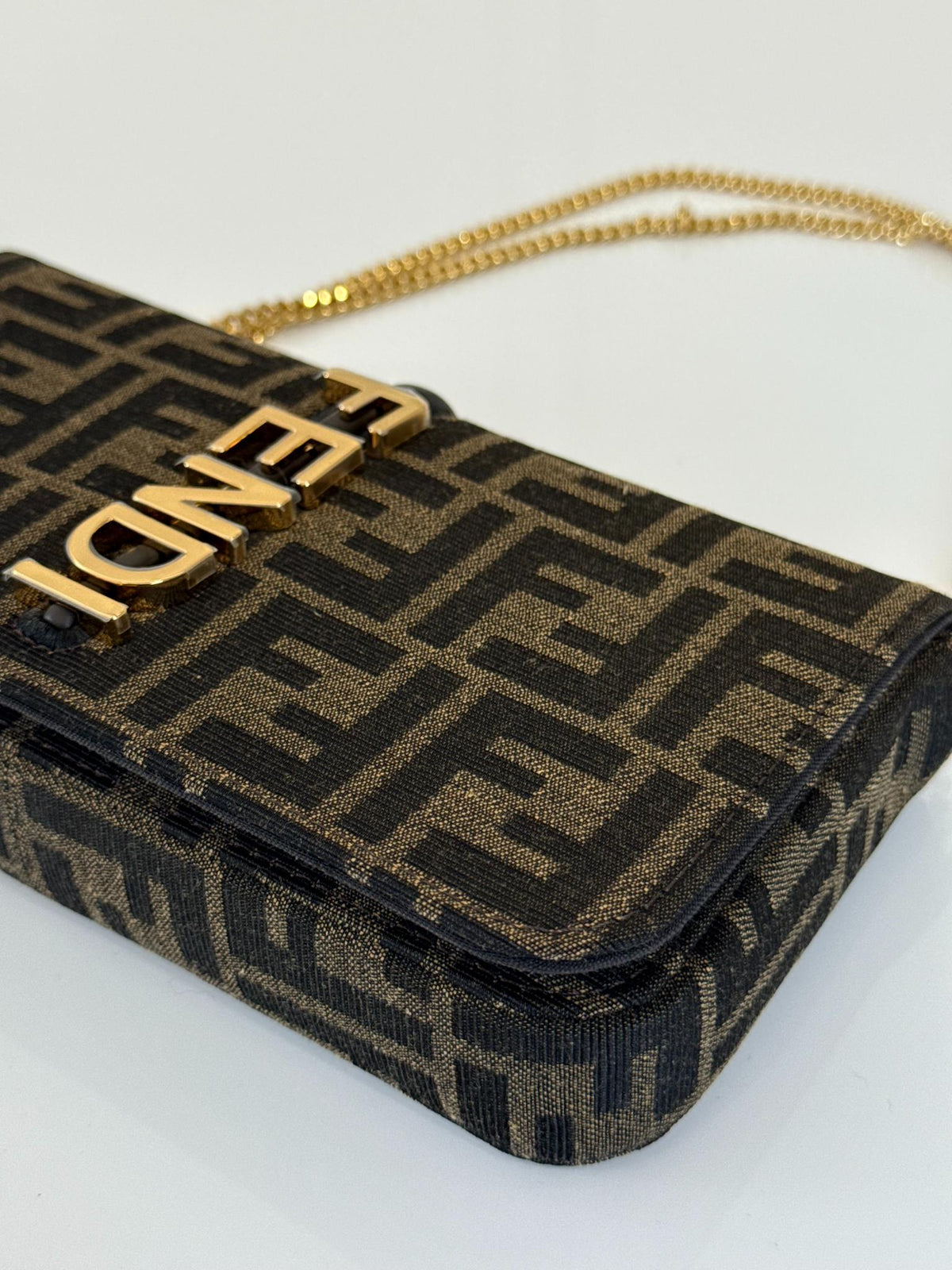 Fendi Fendigraphy Brown FF Fabric Wallet On Chain