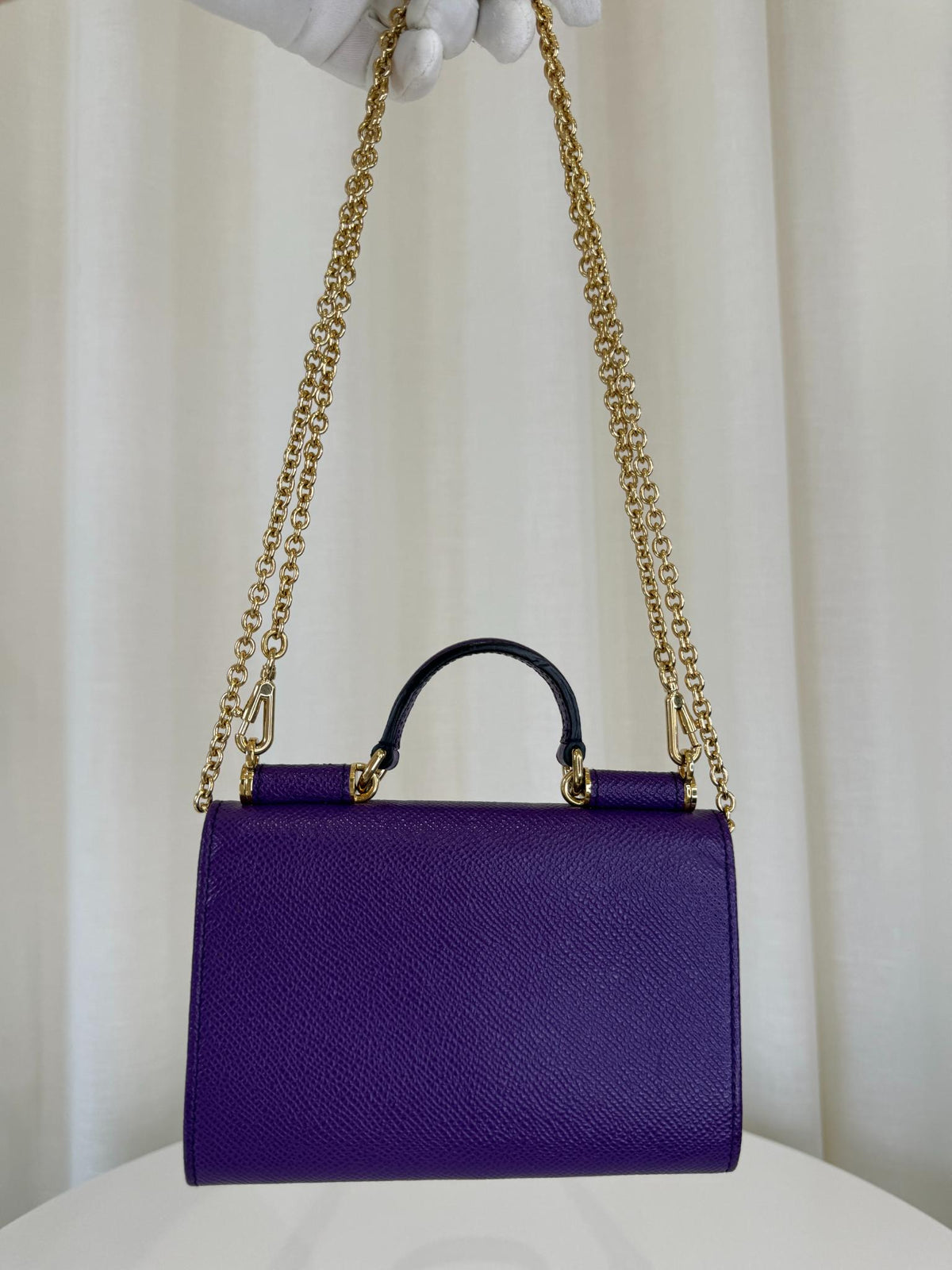 Dolce Gabbana Purple Leather Sicily Wallet on Chain