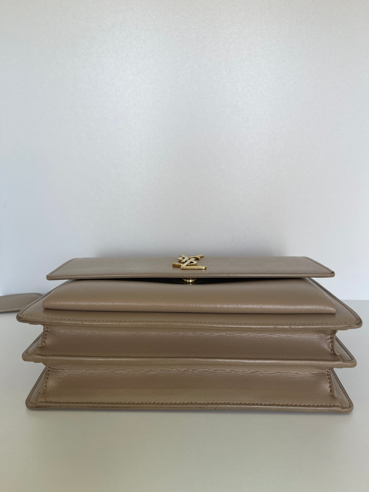 Saint Laurent Calfskin Medium Monogram Sunset Dark Beige