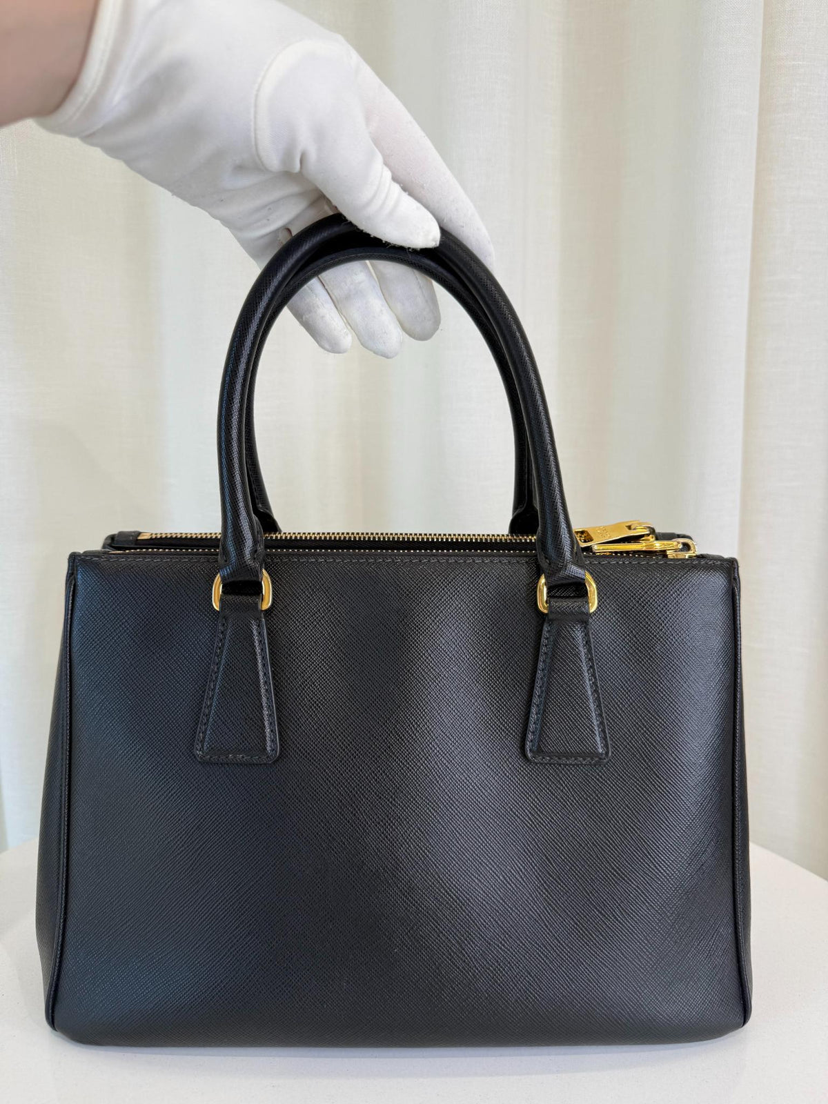 Prada Galleria Black Saffiano Galleria Double Zip Tote Bag