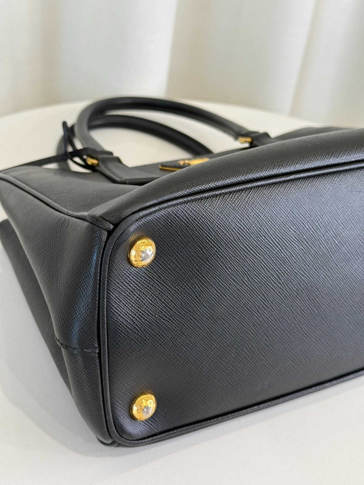 Prada Galleria Black Saffiano Galleria Double Zip Tote Bag