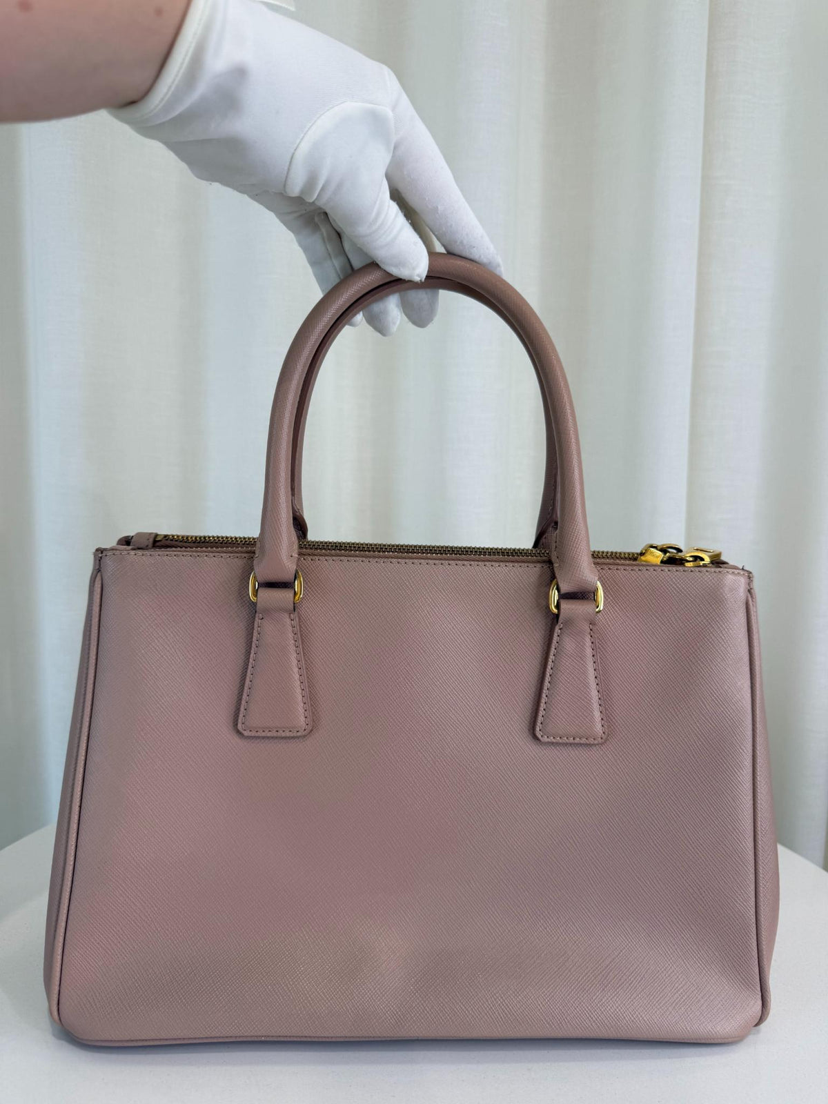 Prada Galleria Beige Saffiano Galleria Double Zip Tote Bag
